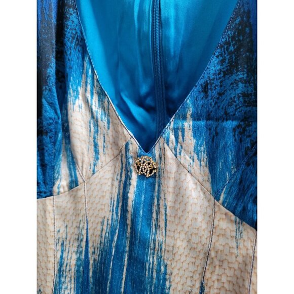 Roberto Cavalli Blue Sleeveless Snake-Embellished Bodycon Dress US 4 $843 - Picture 4 of 9